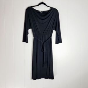 4/$20 AB Studio 3/4 Sleeve Draped Neck Black Stretch Belted Mini Dress Small